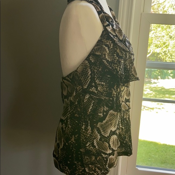 WORTHINGTON HALTER TOP SNAKE PRINT SLEEVELESS RUFFLE  M - Picture 5 of 11